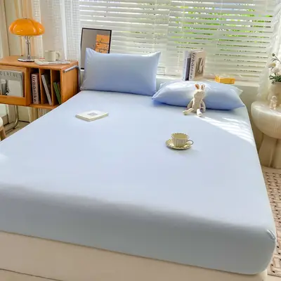 Class A maternal and infant grade pure cotton bed hat three-piece set solid color wash cotton nude bed cover bed sheet all-inclusive mattress protection cover