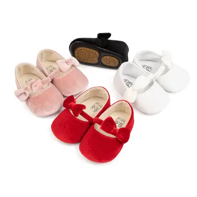Cross-border 2025 Spring and Autumn Flannel Bow Princess Shoes Baby Shoes Toddler Shoes Baby Shoes Baby Shoes