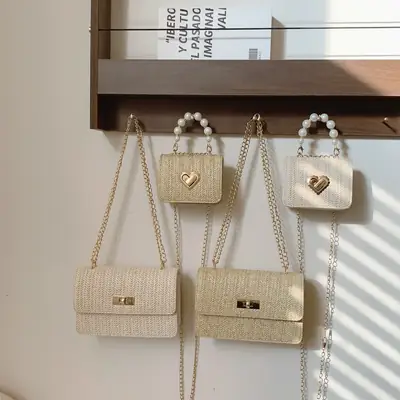 Summer Straw Chain Small Square Bag Women 2025