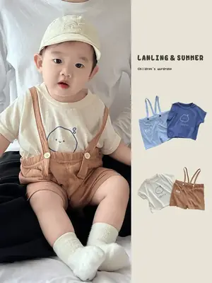 Summer Boys Cartoon Suspenders Set 2025