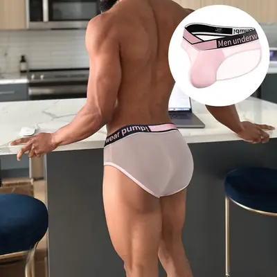 Men U-Convex Transparent V-Belt Briefs Quick Dry Sports Wear
