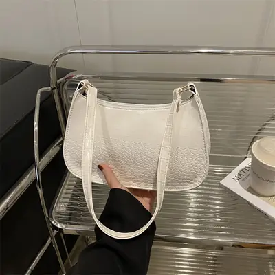 White Stone Pattern Shoulder Bag for Women
