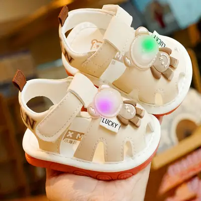 Toddler Shoes Summer Sandals Beginner Baby Shoes 1-2 Years Old Baby Shoes Soft Sole Non-Slip Call Shoes Lighting