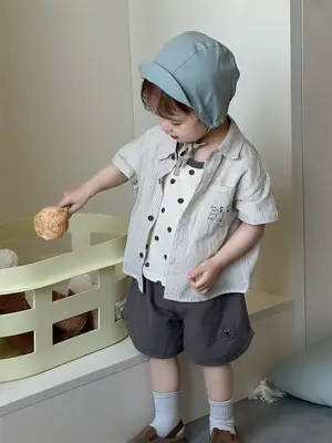 Kids Thin Striped Summer Shirt Set 2026