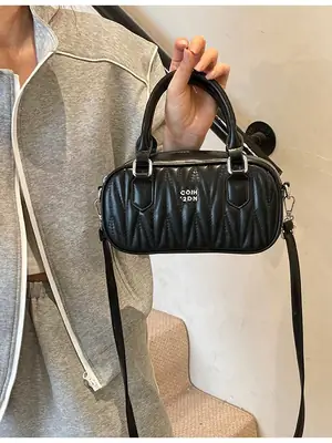 Black Quilted Crossbody Bag for Women 2026