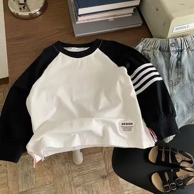 Boys Long Sleeve T-Shirt White Black Spring Autumn 2025