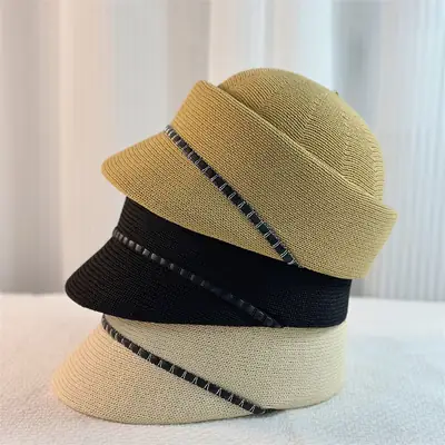 Women's Knitted Sunscreen Hat with Embroidered Band