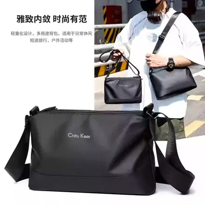 Men's Black Waterproof Shoulder Bag with Crossbody Strap