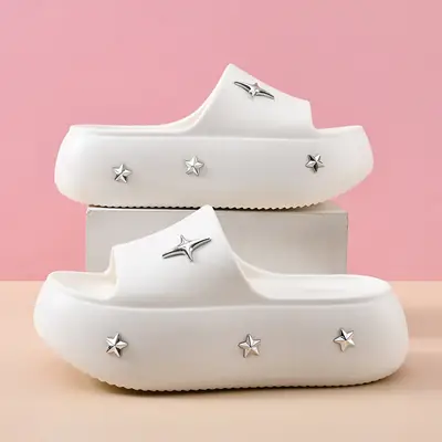 White Star Embellished Women's Slippers EVA Non-Slip