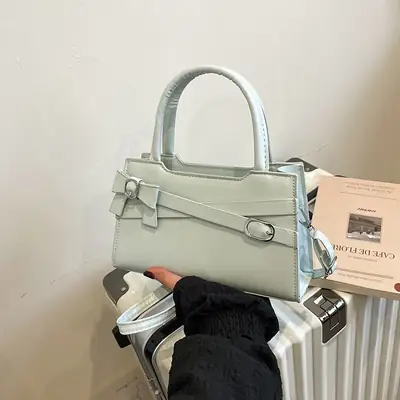 Light Green Crossbody Bag for Women with Silver Handle