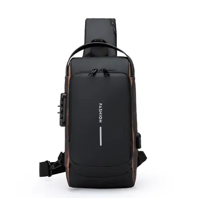 Men's Anti-Theat Password Lock Backpack Black