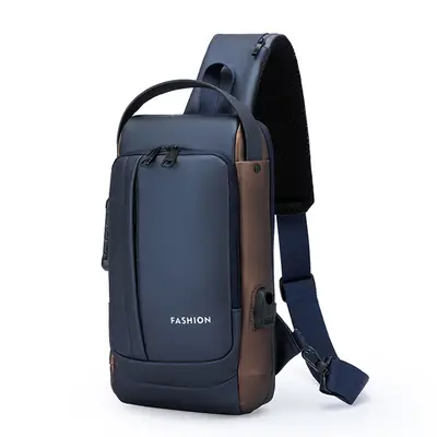 Men's Waterproof Crossbody Backpack Navy Brown
