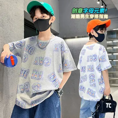Boys Cotton Letter Printed Summer T-Shirt