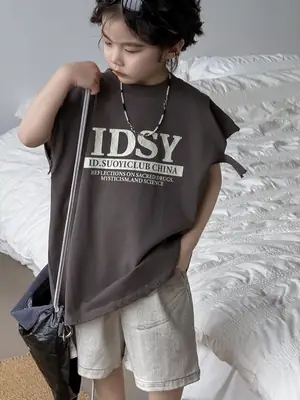 Kids Korean Style Vest T-Shirt Boys Summer Wear