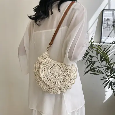 Woven Hollow Crossbody Bag for Women Summer Travel