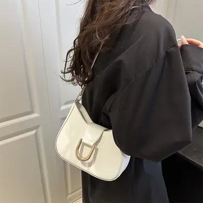 Women's White Leather Shoulder Bag 2025 Spring