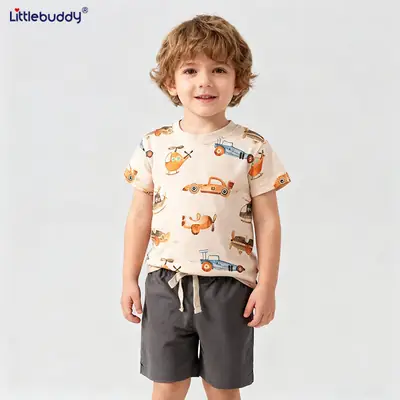 Cross-Border Kids Short Sleeve Cotton Suit Boys Girls