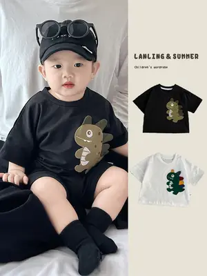Boys' New Cactus T-Shirt Shorts Set Black