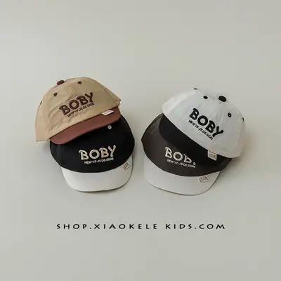Baby Letter Embroidered Cap White Black All Season