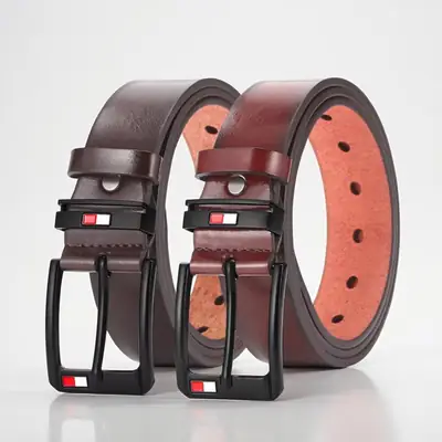 Men's Cross-Country PU Leather Belt with Cross-Catch Buckle
