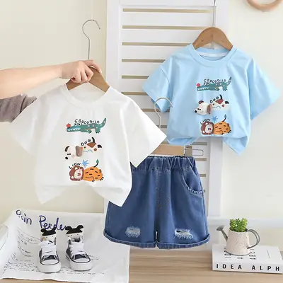 2025 Cartoon Two-Piece Kids Suit 1-5Yr Boys