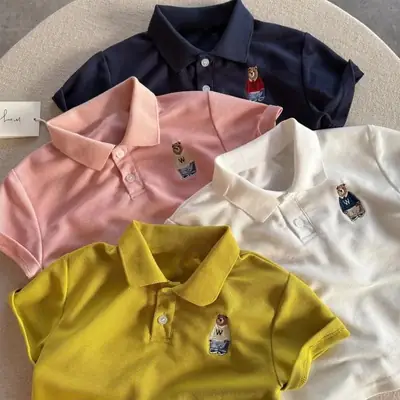 Children's Short Sleeve POLO Shirt Cartoon Embroidery Summer Wear