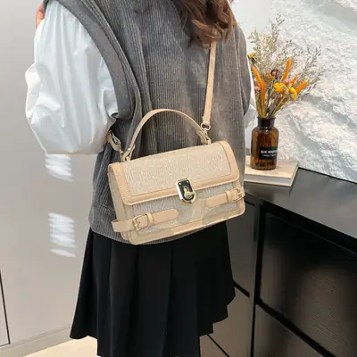 Trendy Beige Square Shoulder Bag for Women 2025