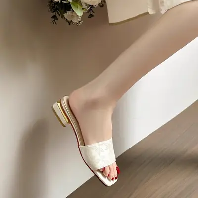 Women's White Floral Heel Sandals All Season