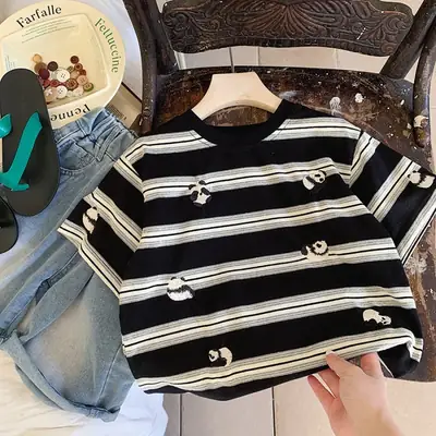 Boys Cotton Striped T-Shirt 2025 Summer