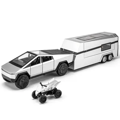 32 Tesla Pickup Toy for Boys Green ATV Trailer