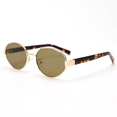 Women's UV400 Metal Sunglasses with Tortoise Gate Frames