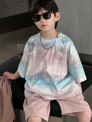 Boys Cotton Tie-Dye Shorts Set Summer 2025