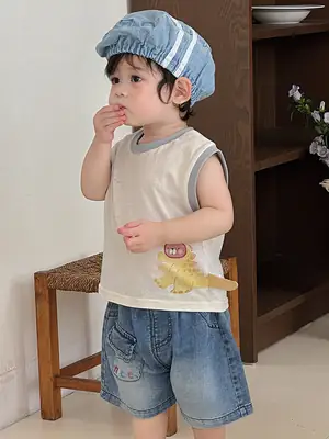 Baby Vest Sleeveless T-Shirt Cartoon Top Summer Outfit