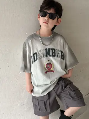 Boys Grey Summer T-Shirt Short Sleeve 2025