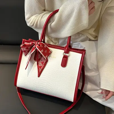 White Red Bow Shoulder Bag for Women 2025