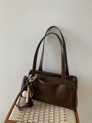 Brown Leather Retro Tote Bag for Women