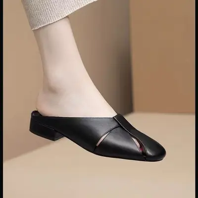 Women White Toe Half Slippers Summer Muller Shoes