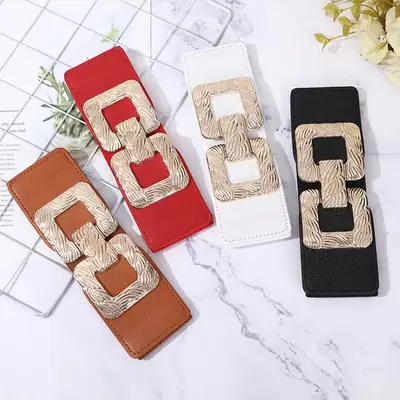 Double Round Buckle Belt Women's Fashionable All-match Coat Dress