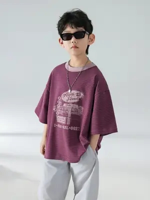 Boys Korean Style Summer T-Shirt Trousers Set