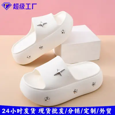 White Star Decorated Slip-on Sandals for Women