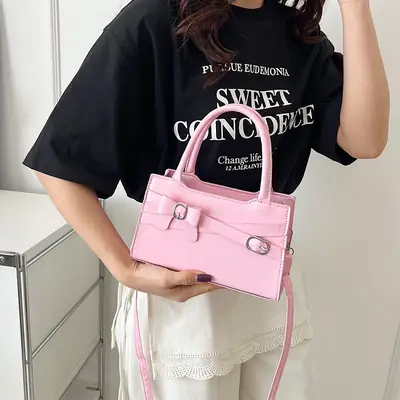 Pink Crossbody Bag for Women 2025 Trendy Textured Small