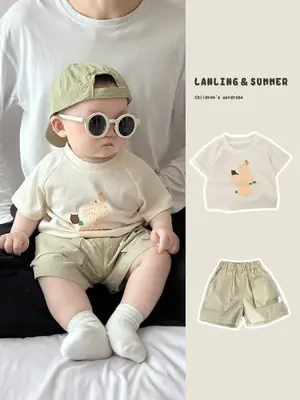 Baby Cotton Cartoon T-Shirt White Short Sleeve
