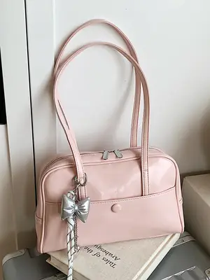 Pink Korean Style Shoulder Bag with Chain Strap