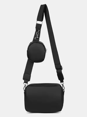 Men's Black Crossbody Bag with Round Pocket