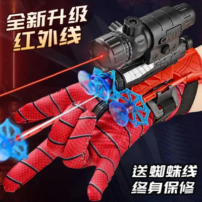 Spider-Man Launcher Spider Hero Web-Spitting Gloves Children's Toy Factory Boys' Soft Bullet Launchable Toy