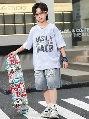 Summer Boys Denim Shorts & T-Shirt Set