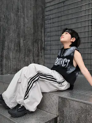Summer Sleeveless Vest for Boys Black Stripes