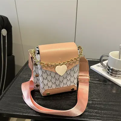Pink Gold Chain Shoulder Bag for Women 2025