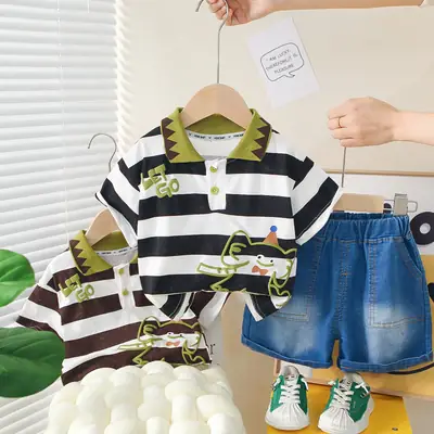 Boys 2Pc Striped Shorts T-Shirt Set Summer 2025