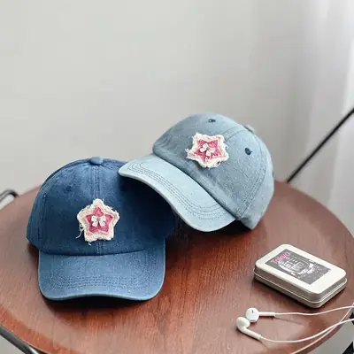 Women Blue Star Embroidered Baseball Cap